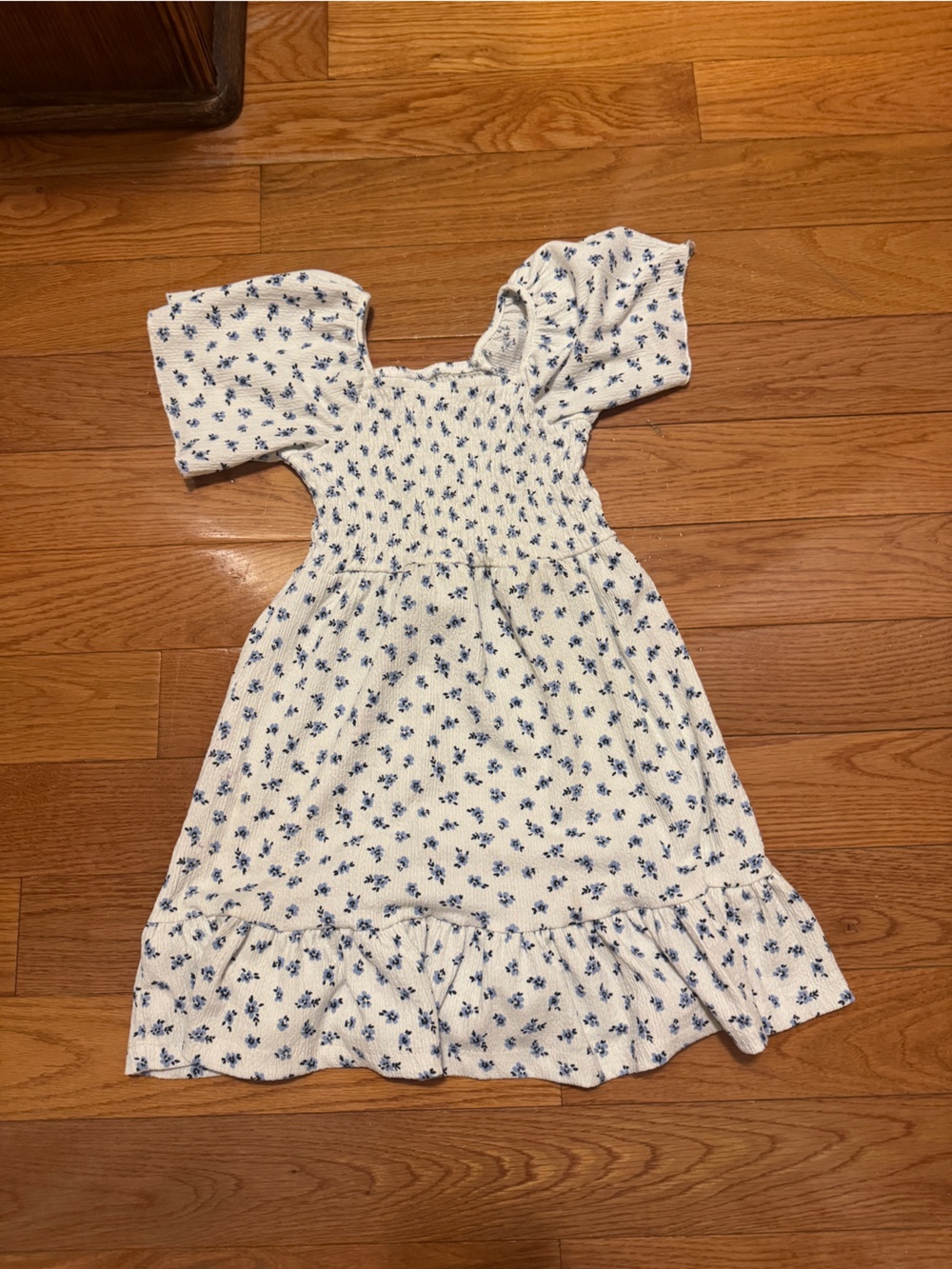 Zara White Kids Dress with Blue Floral Print